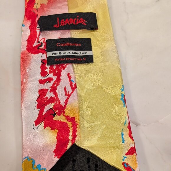 Cool Abstract Yellow and Red Jerry Garcia Men's Necktie - Picture 3 of 3